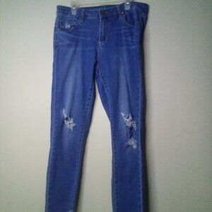 Articles Of Society Jeans 29 Women Cropped Raw Hem Distressed Blue